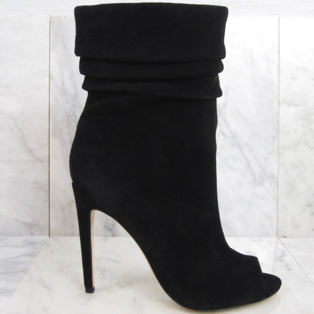 Halston Heritage Black Slouchy Open Toe Ankle Boot
